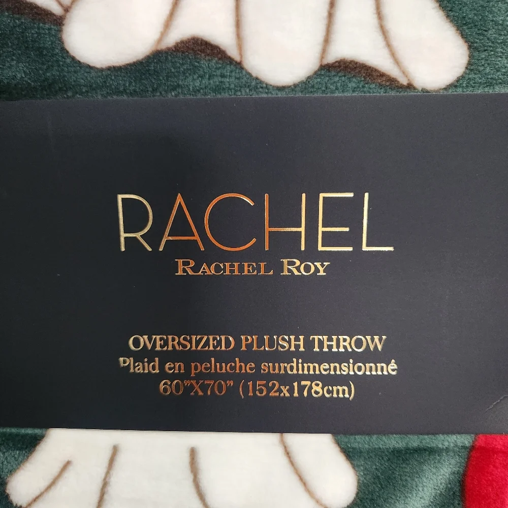 Rachel Dark Green Ghost Football Fall Pattern Pumpkin Plush Throw Blanket NWT